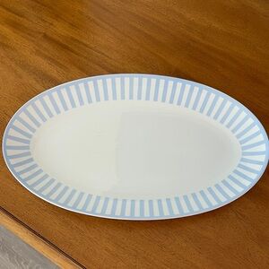 Chic Striped Oval Platter in Blue and White